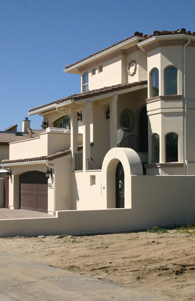 Inspiration for a mediterranean house exterior in Santa Barbara.