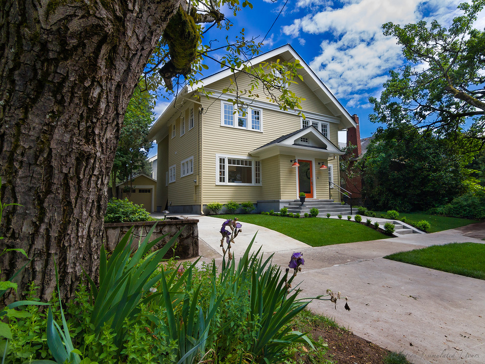 Vibrant Craftsman Renovation Transitional Exterior Portland by