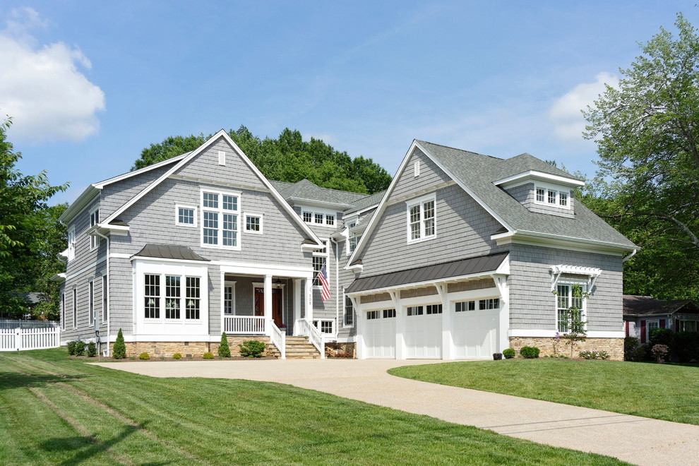 Example of a classic green two-story gable roof design in DC Metro