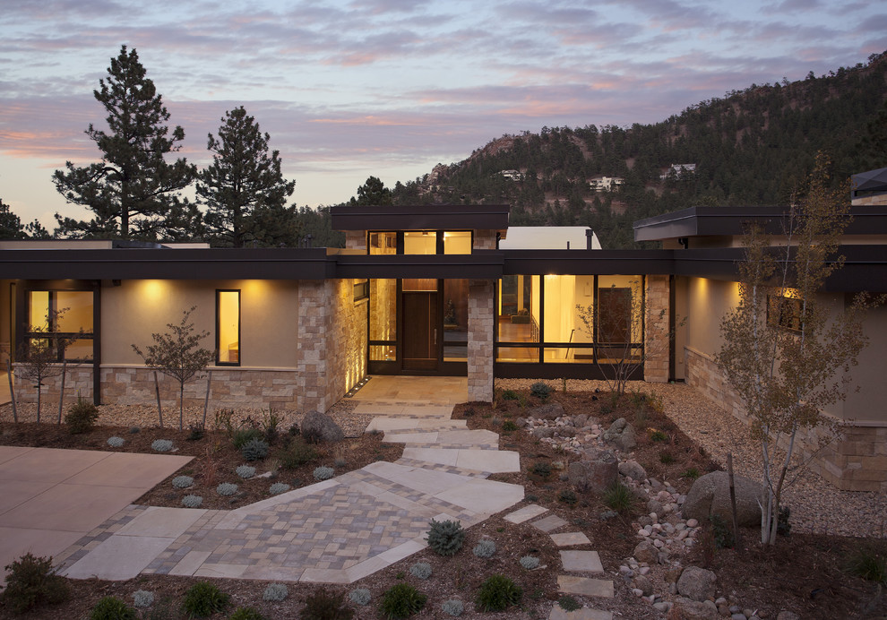 Design ideas for a modern house exterior in Denver.