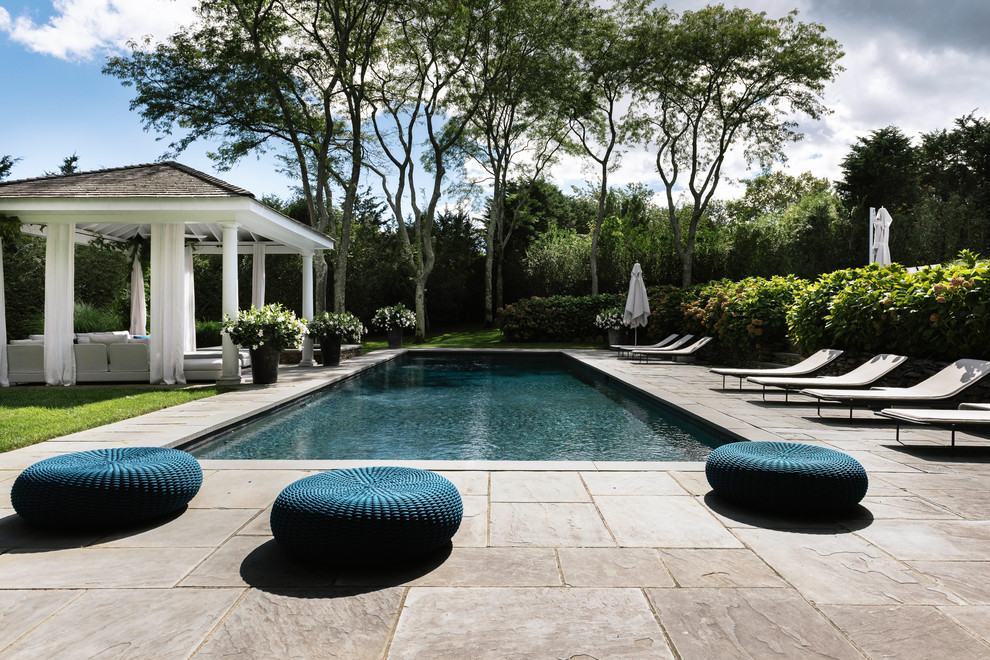 Design ideas for a contemporary swimming pool in New York.