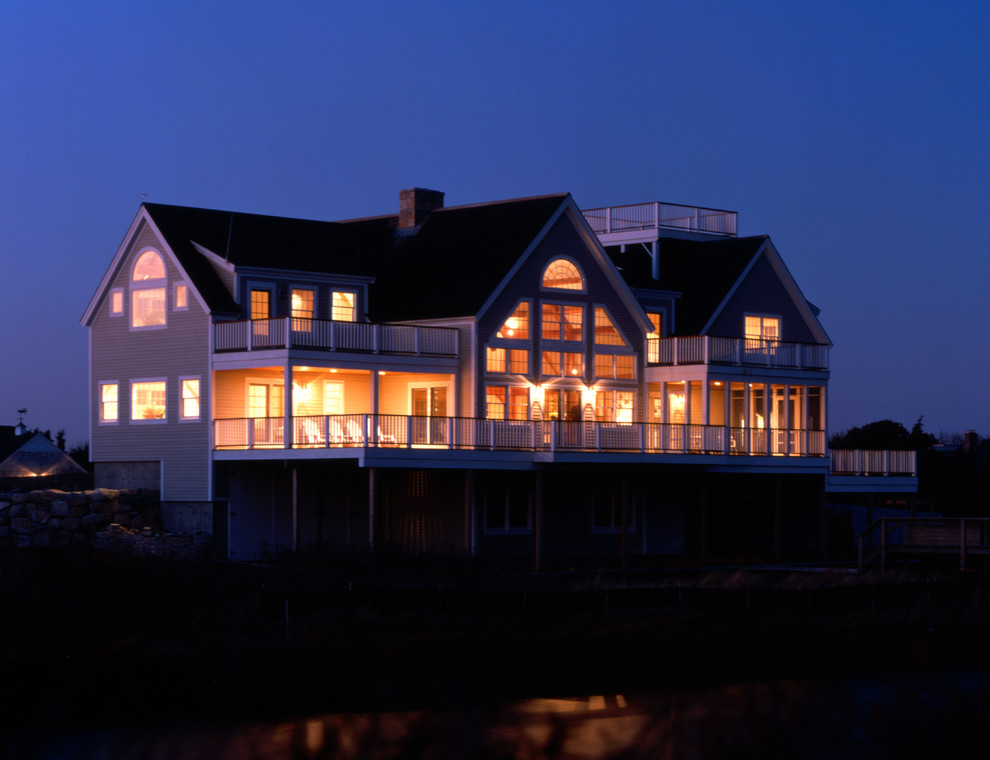 Waterfront Post and Beam Home on Cape Cod Beach Style Exterior