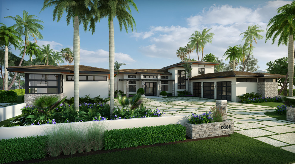 Design ideas for a modern house exterior in Miami.