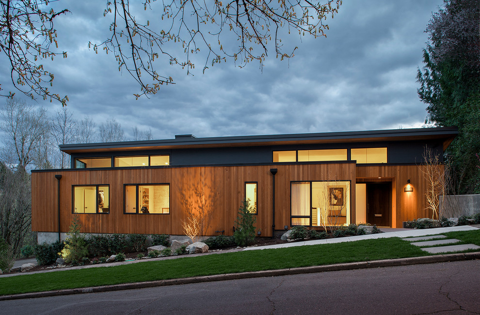 Contemporary bungalow house exterior in Portland.