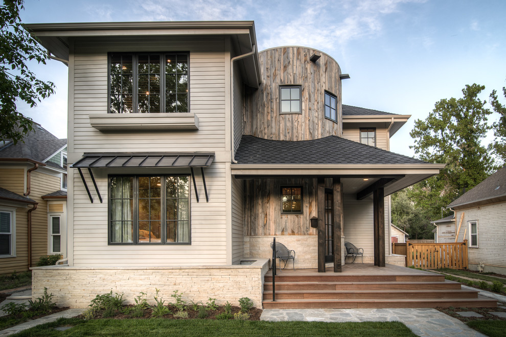 Zweistöckiges Modernes Haus mit beiger Fassadenfarbe in Denver