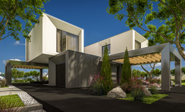 White & Gray Modern Exterior - Modern - House Exterior - San Diego - by ...
