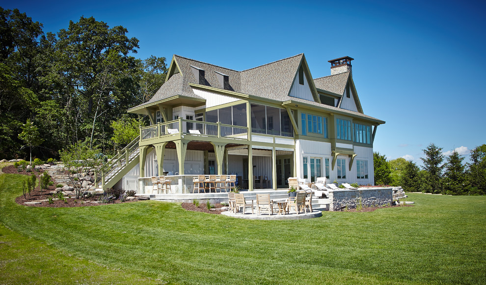 Example of a large beach style exterior home design in Grand Rapids