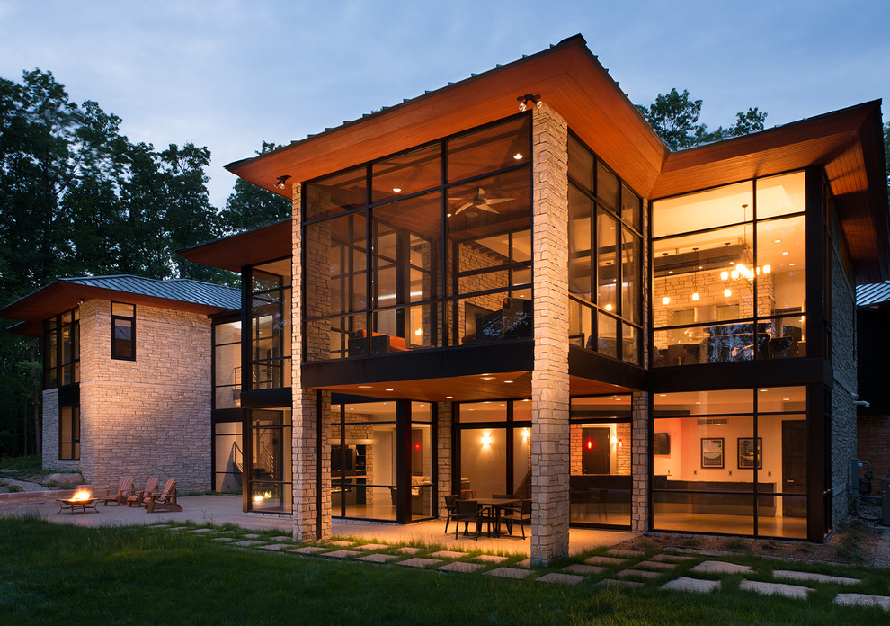 White Lake House Contemporary Exterior Detroit by Glass Tek