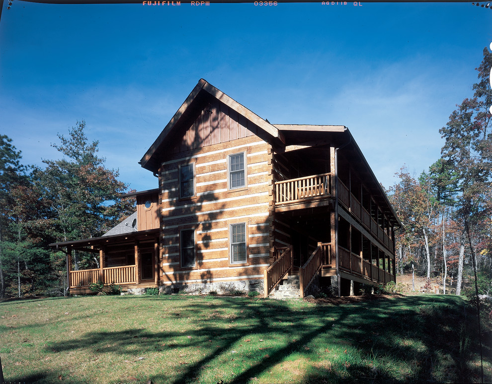 White Modified Prestwick Log Home Rustic Exterior White Modified Prestwick Log Home Rustic Exterior