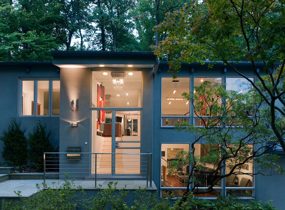 Midcentury two floor house exterior in DC Metro.