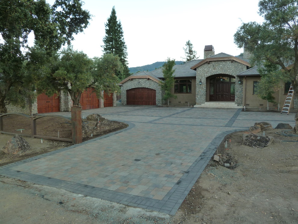 Wine Country Basalite Artisan Slate Paver Driveway Rustic Exterior San Francisco By Hill