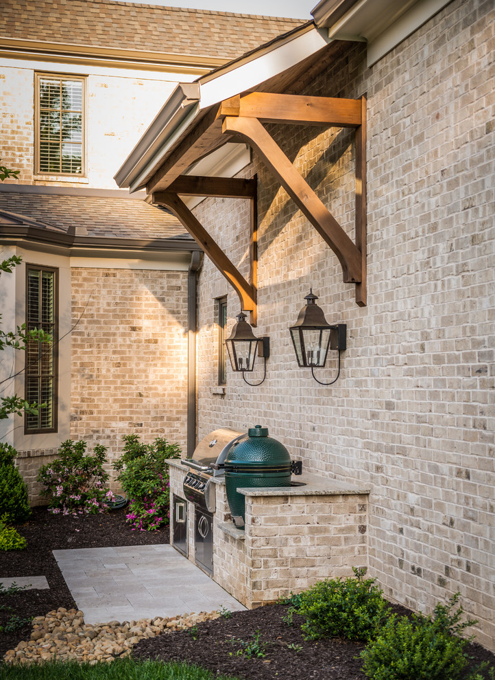 Traditional two floor brick house exterior in Nashville.