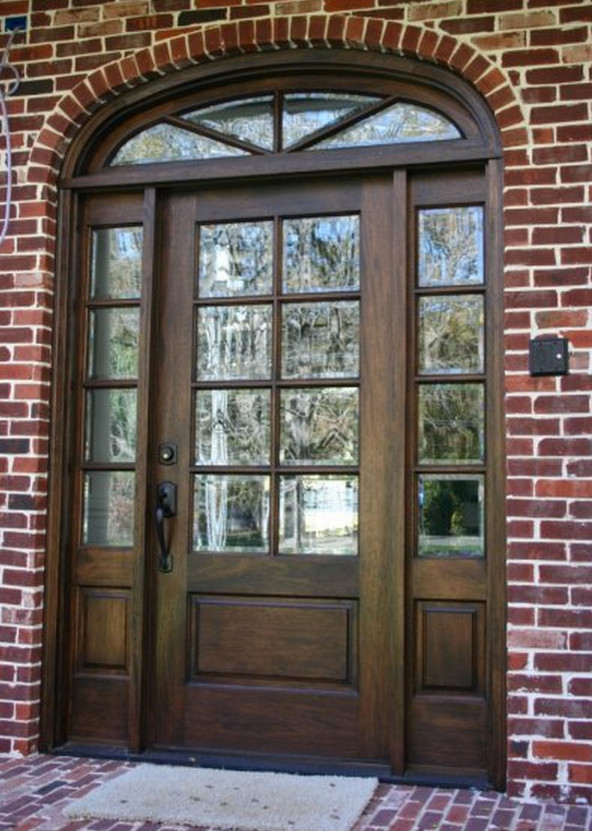 Wood Door with Beveled glass Traditional Exterior