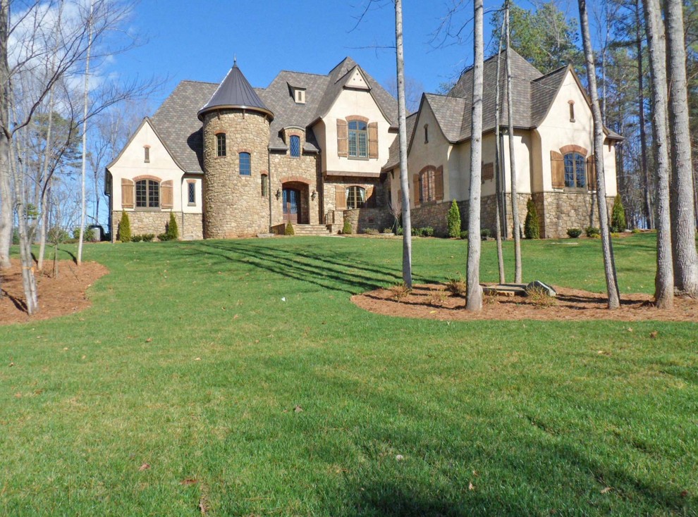 Design ideas for a traditional house exterior in Charlotte.