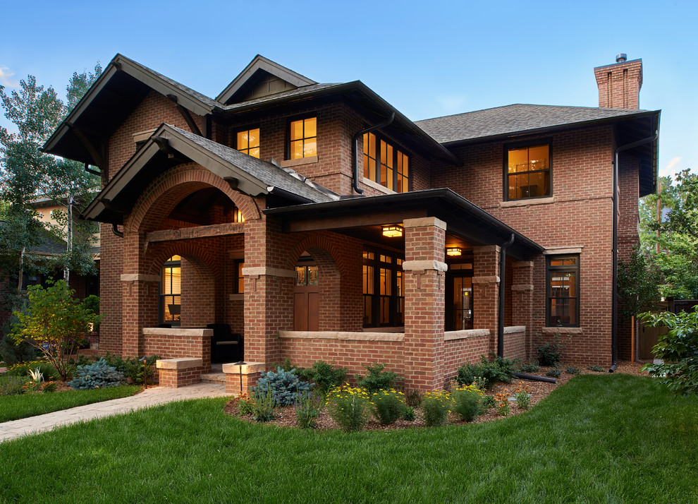 Inspiration for a classic brick house exterior in Denver.