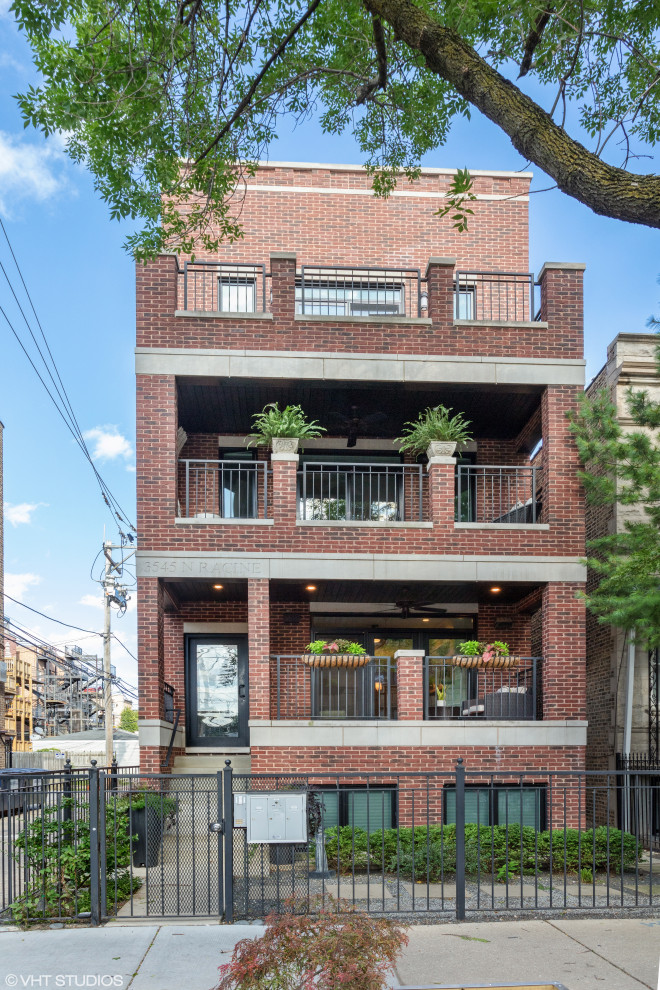 Wrigleyville Duplex Down Transitional Exterior Chicago by Clare