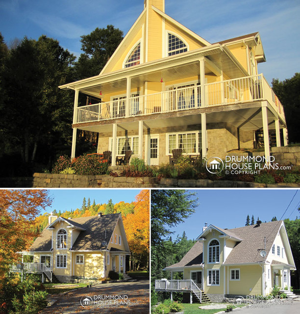 Yellow Panoramic Custom Chalet With Walkout Basement By Drummond House Plans Coastal Exterior Tampa Houzz Uk Yellow Panoramic Custom Chalet With, Farmhouse Walkout Basement Plans