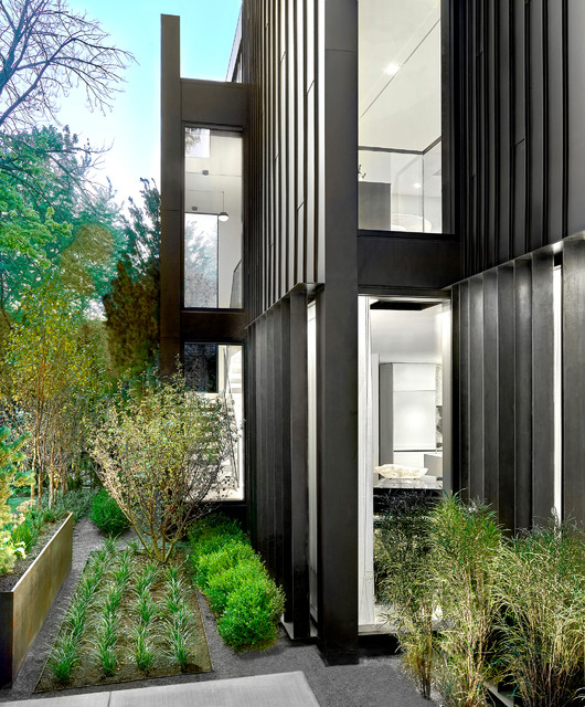 Zinc House Side Yard Contemporary House Exterior Chicago by