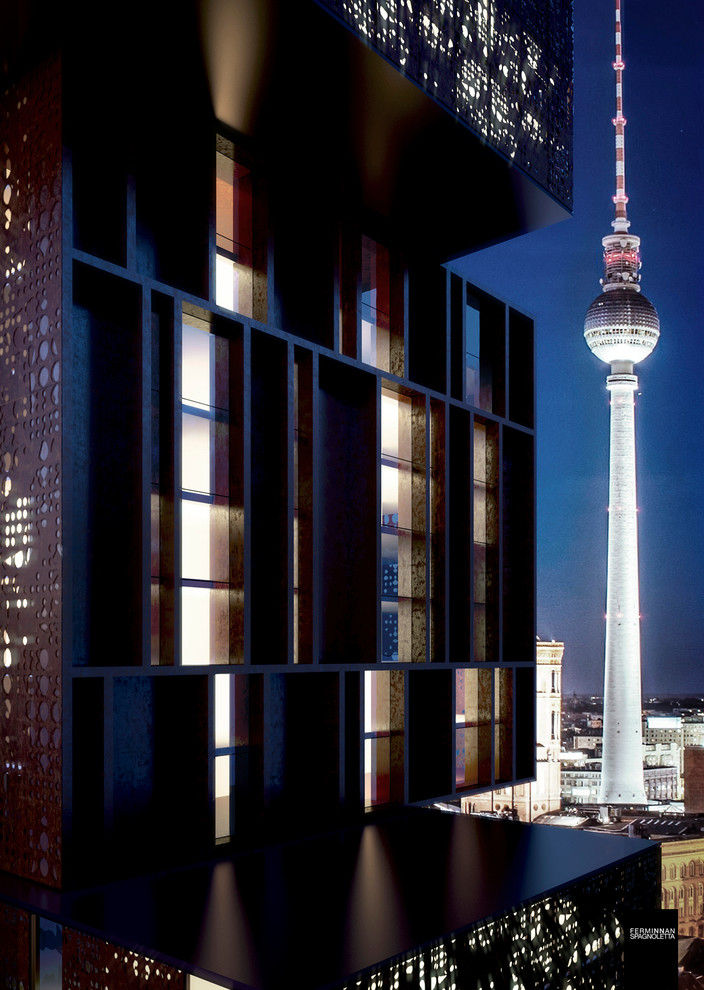 Geräumiges Modernes Haus mit Metallfassade und Blechdach in Berlin