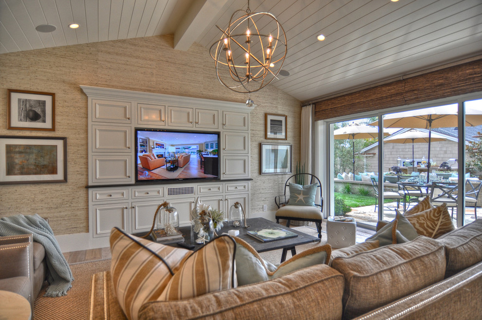 Beach style family room photo in Los Angeles