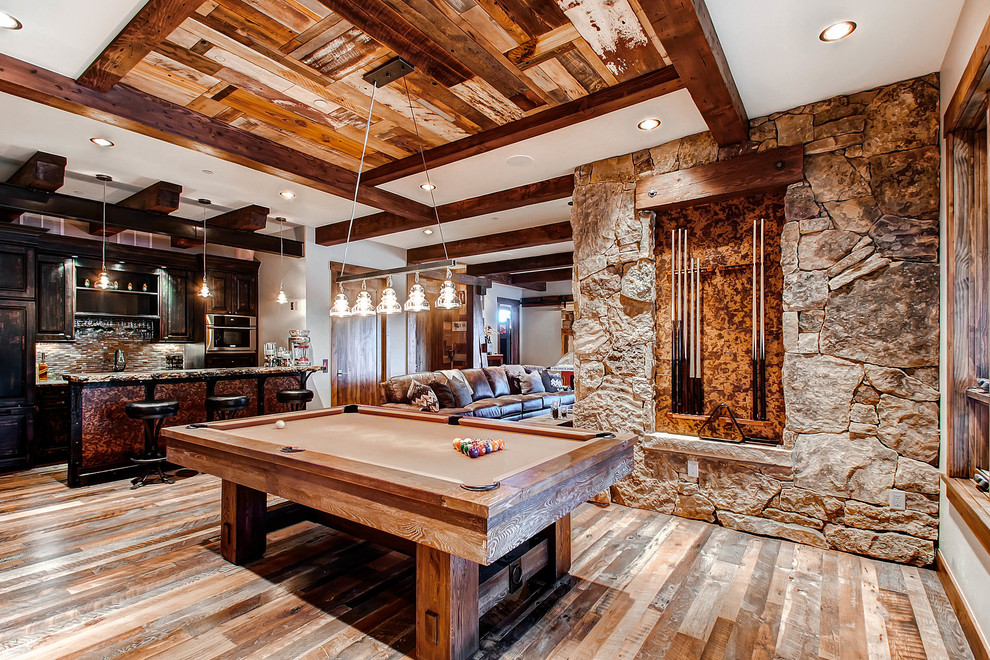 Family room - rustic family room idea in Denver