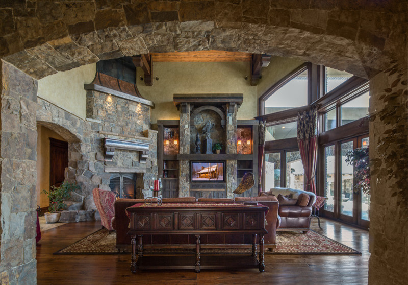 Inspiration for a rustic games room in Salt Lake City.