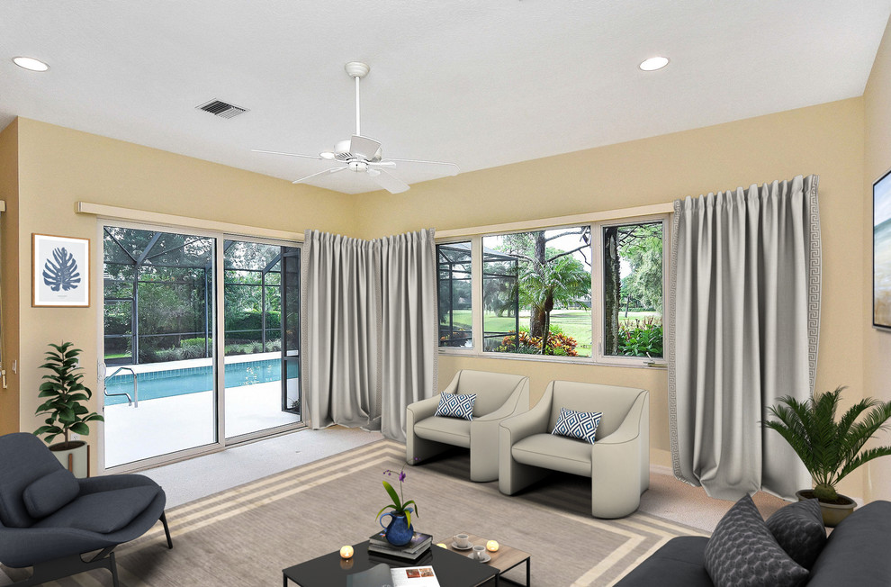 Design ideas for a medium sized contemporary open plan games room in Tampa.
