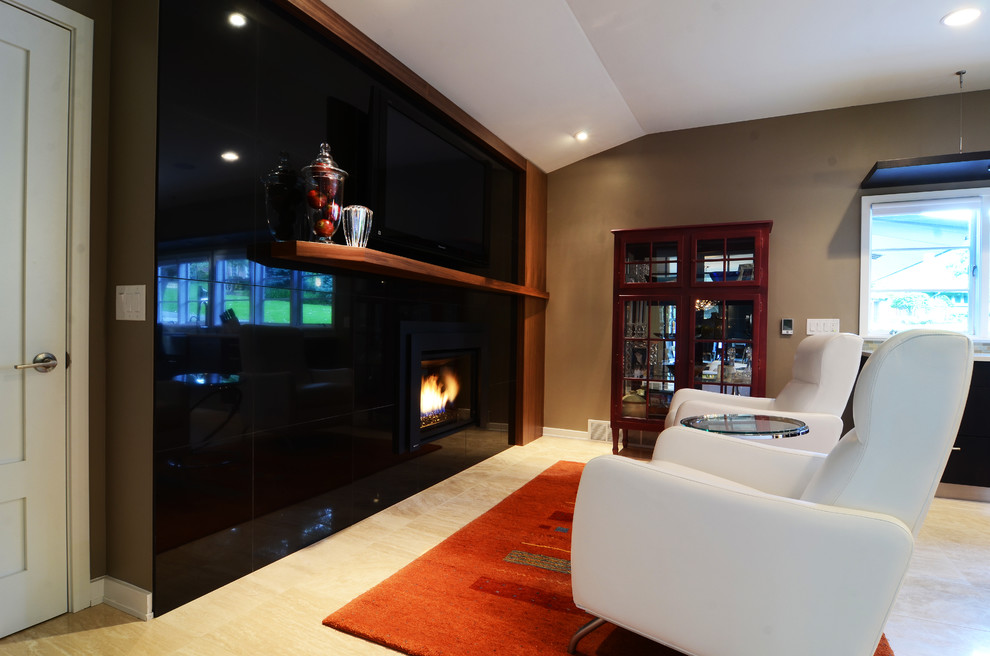 Example of a trendy family room design in New York