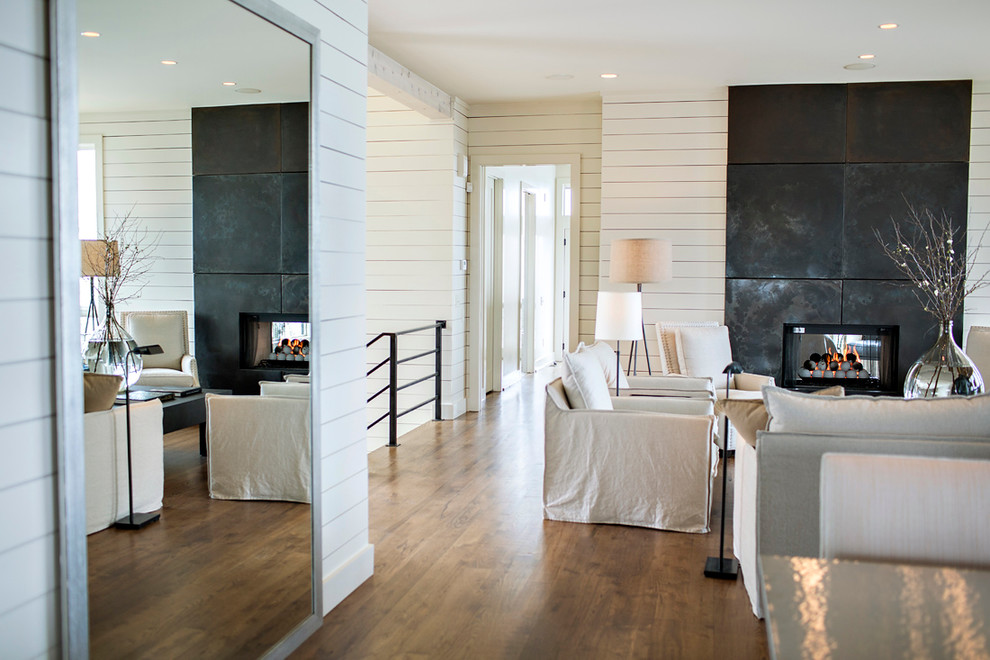 A Contemporary Lake House Farmhouse Family Room Birmingham by