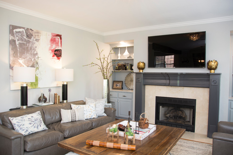 A marriage of masculine and feminine design - Traditional - Family Room ...