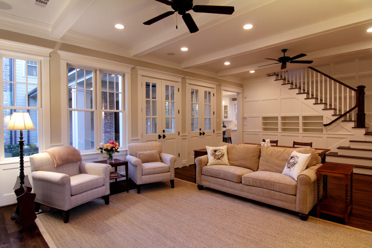 Example of a classic family room design in Houston