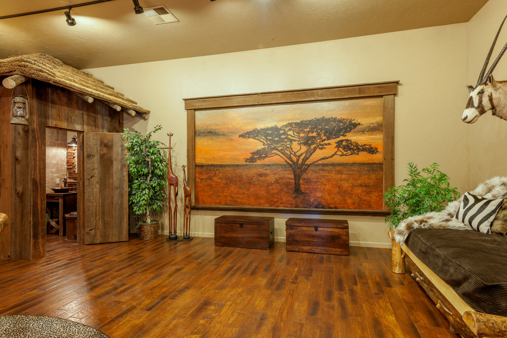 Inspiration for a rustic family room remodel in Sacramento
