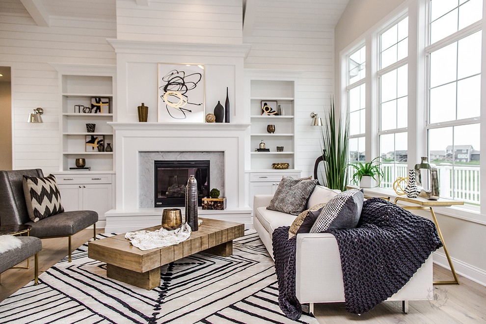 Modelo de sala de estar moderna con alfombra
