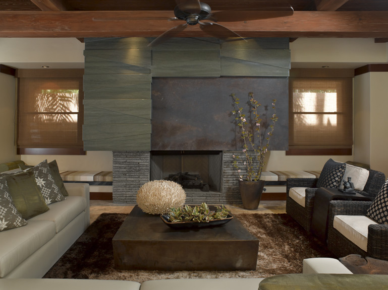 Example of an island style family room design in Hawaii
