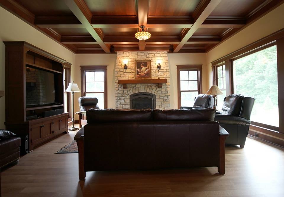 Inspiration for a craftsman family room remodel in Milwaukee