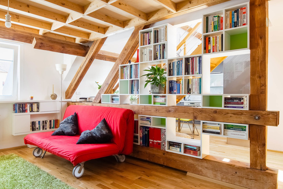 Family room - contemporary family room idea in Other