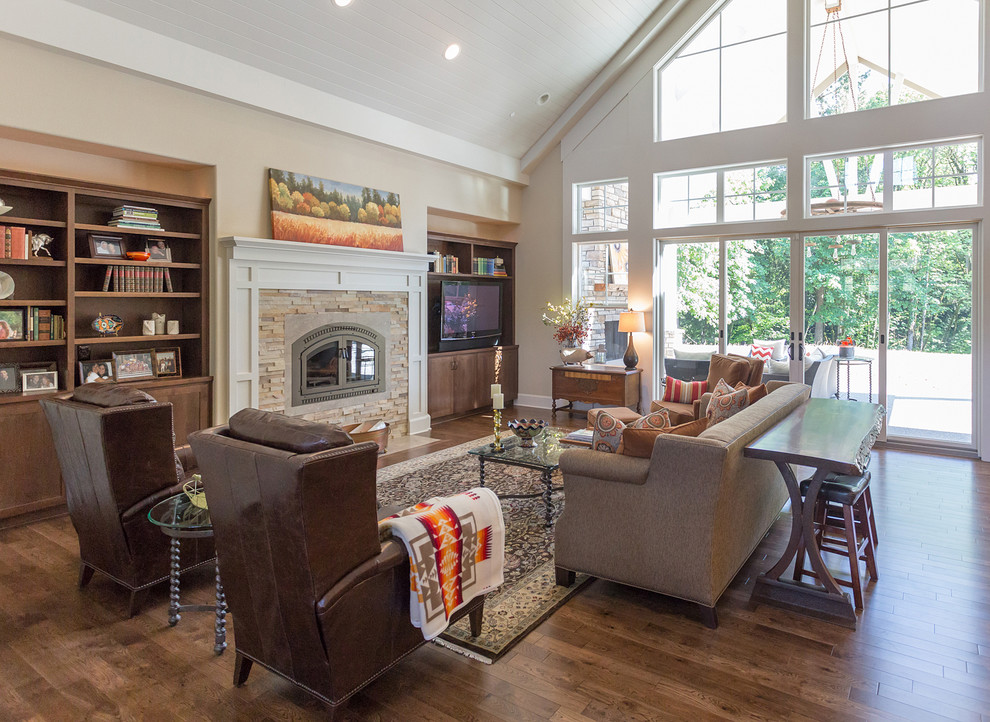 Inspiration for a craftsman family room remodel in Portland
