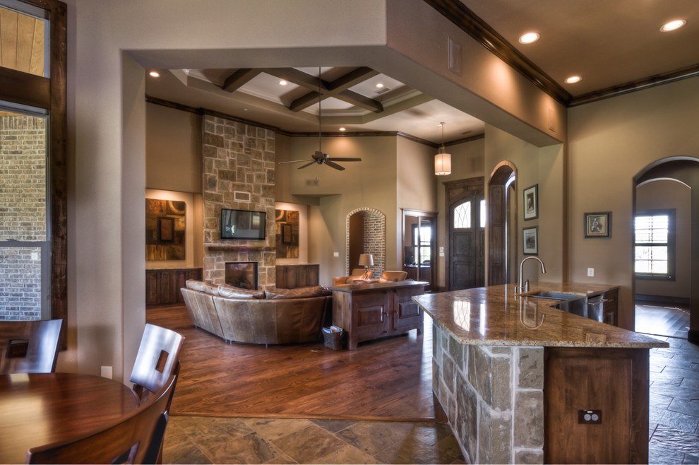 Example of a trendy family room design in Dallas