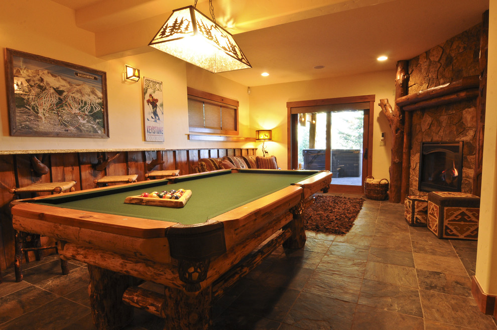 Photo of a rustic games room in Denver.