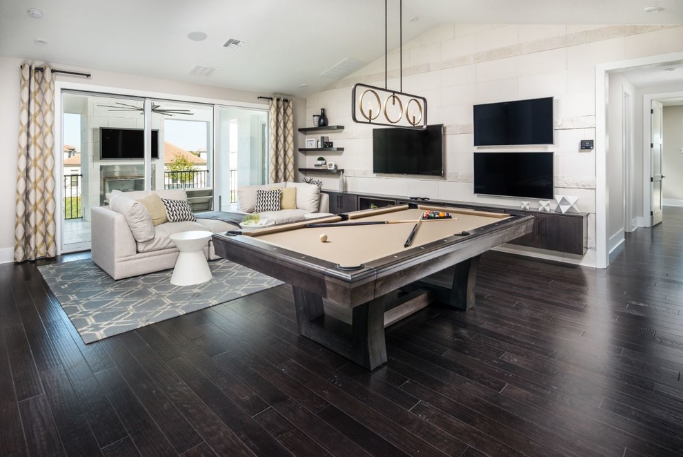 Beautiful Game Room with Outdoor Balcony Space Contemporary Family