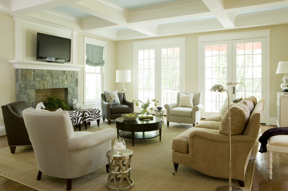 Example of a trendy family room design in DC Metro