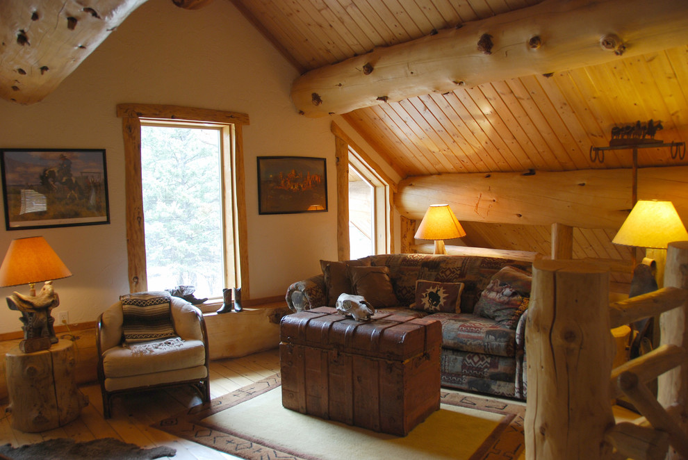 Inspiration for a rustic family room remodel in Other