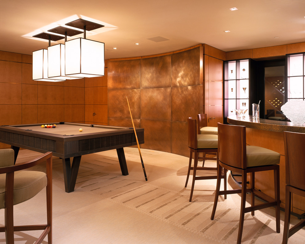 Contemporary enclosed games room in San Francisco with a game room and carpet.