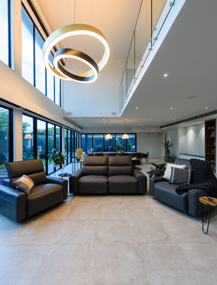 Example of a mid-sized trendy family room design in Melbourne