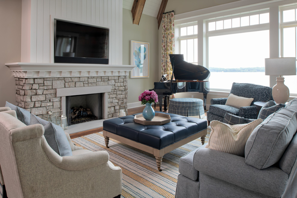 Inspiration for a coastal family room remodel in Minneapolis