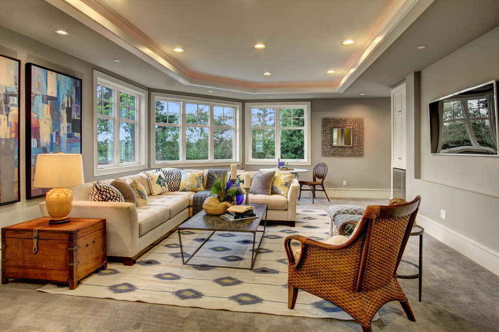 Inspiration for a timeless family room remodel in Seattle