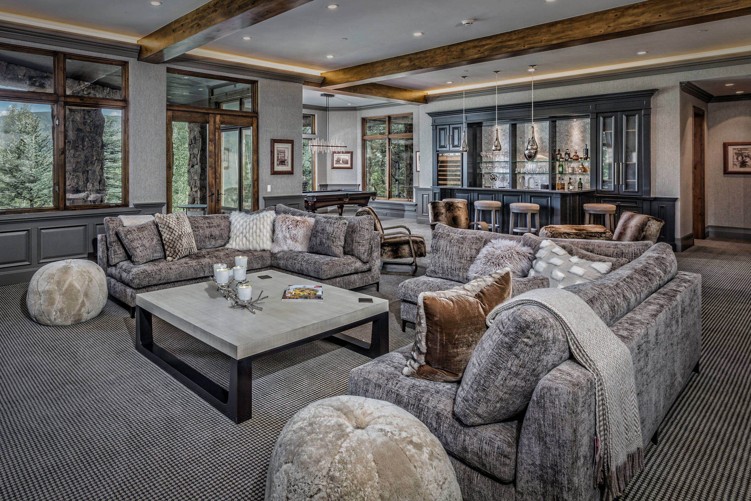 Rustic Living Room With Grey Walls Baci Living Room