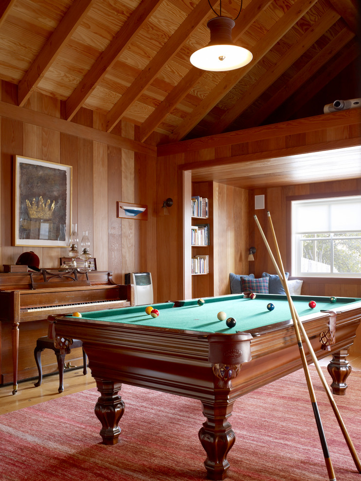 Example of a mountain style family room design in San Francisco
