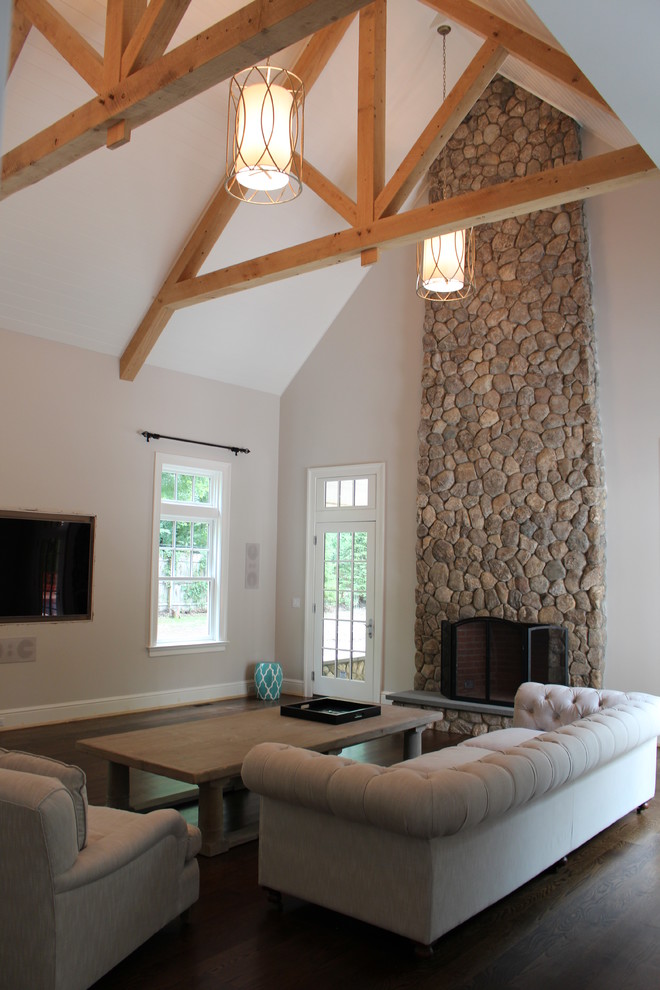 Cathedral Ceiling Family Room Transitional Family Room New York