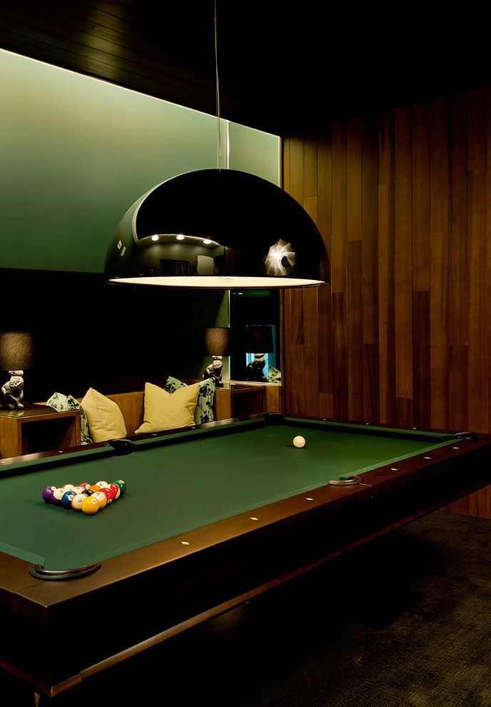 This is an example of a contemporary games room in Montreal.